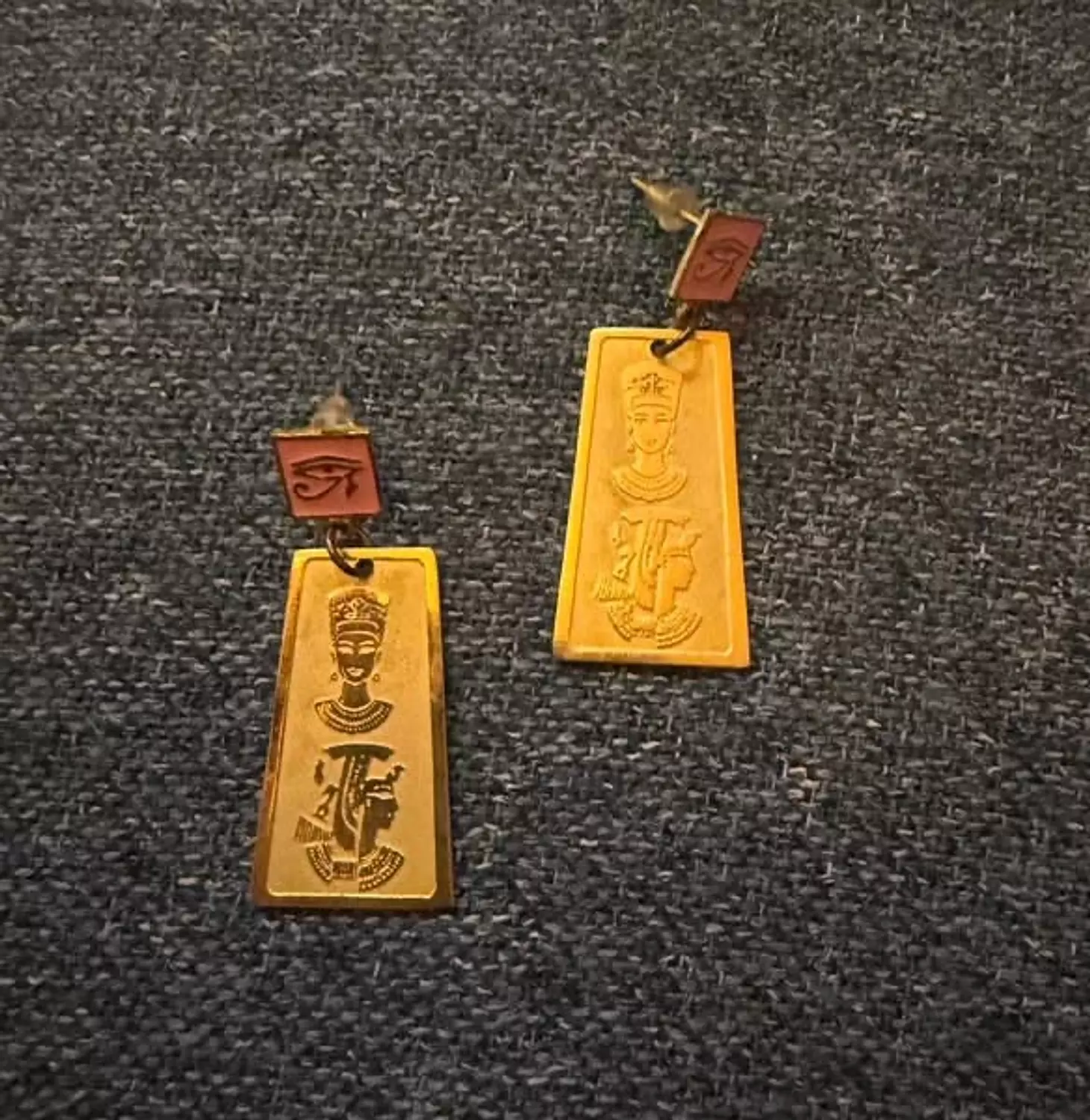 Rectangular brass 18k gold plated earrings image