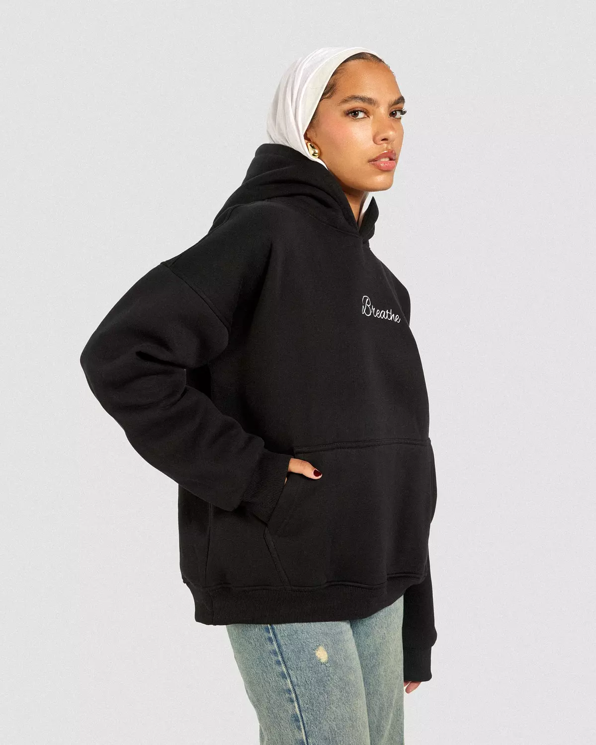 Breathe Oversize Hoodie in Black 2