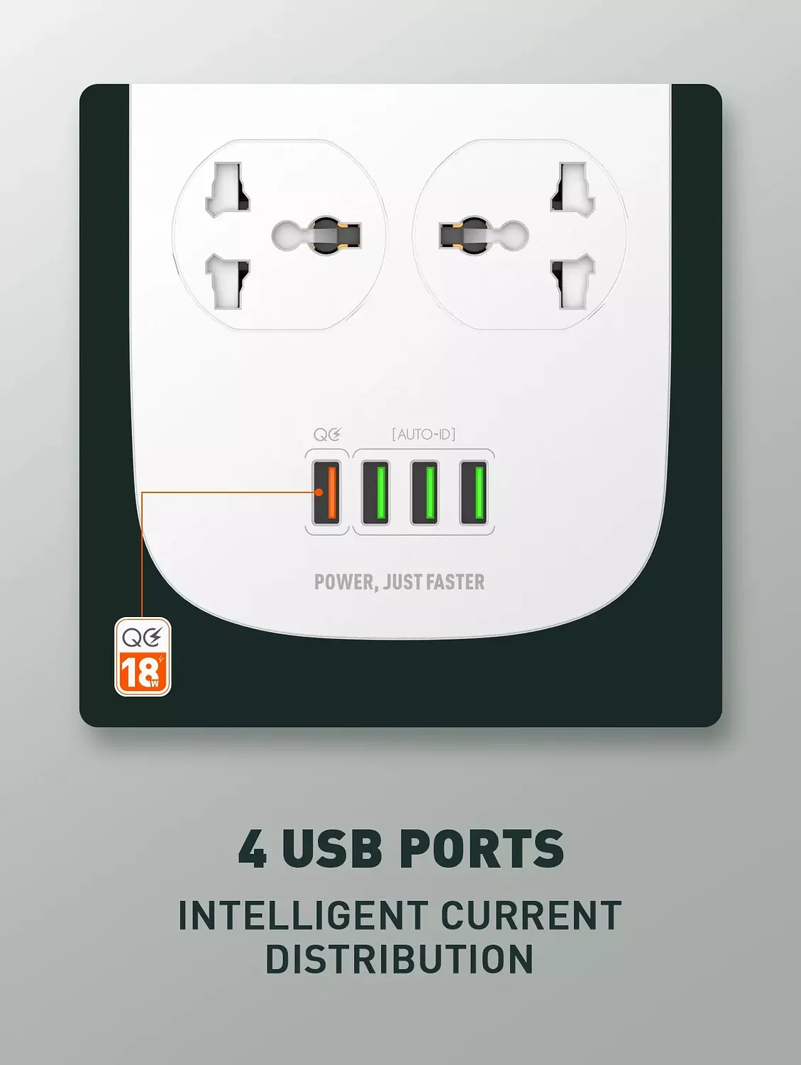 LDNIO SC4407 4-Socket Universal Power Strip with 4 USB Ports, 2500W, and Comprehensive Protection 3