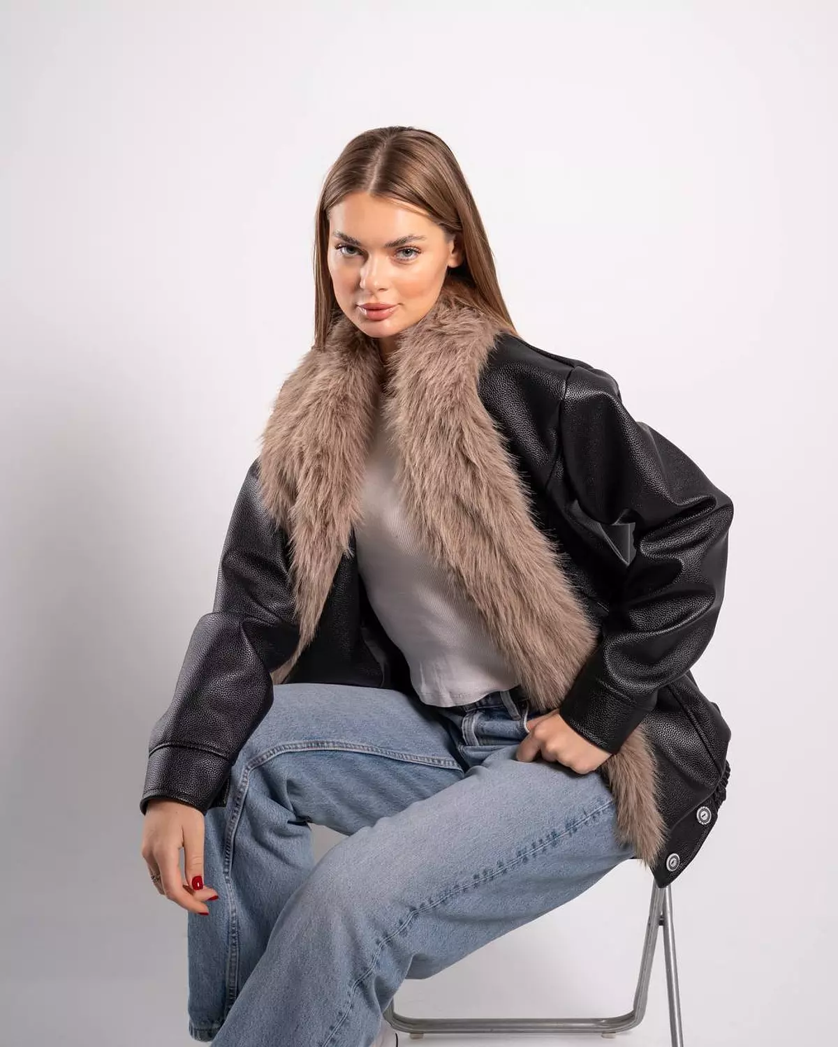 Fur leather jacket  1