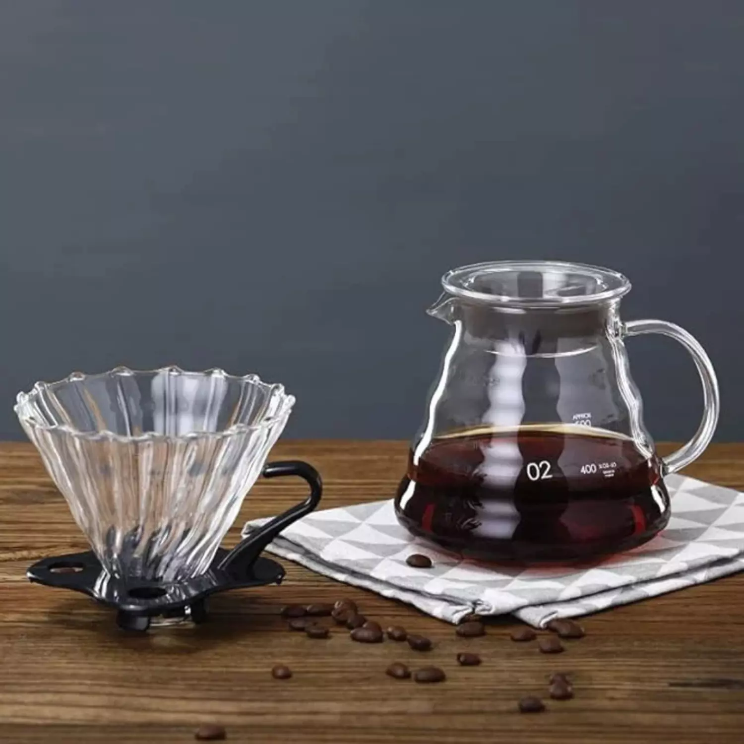 دورق تحضير القهوة المقطرة V60 حراري مدرج 600 مللي، آمن للاستخدام في الميكروويف بومبية  3