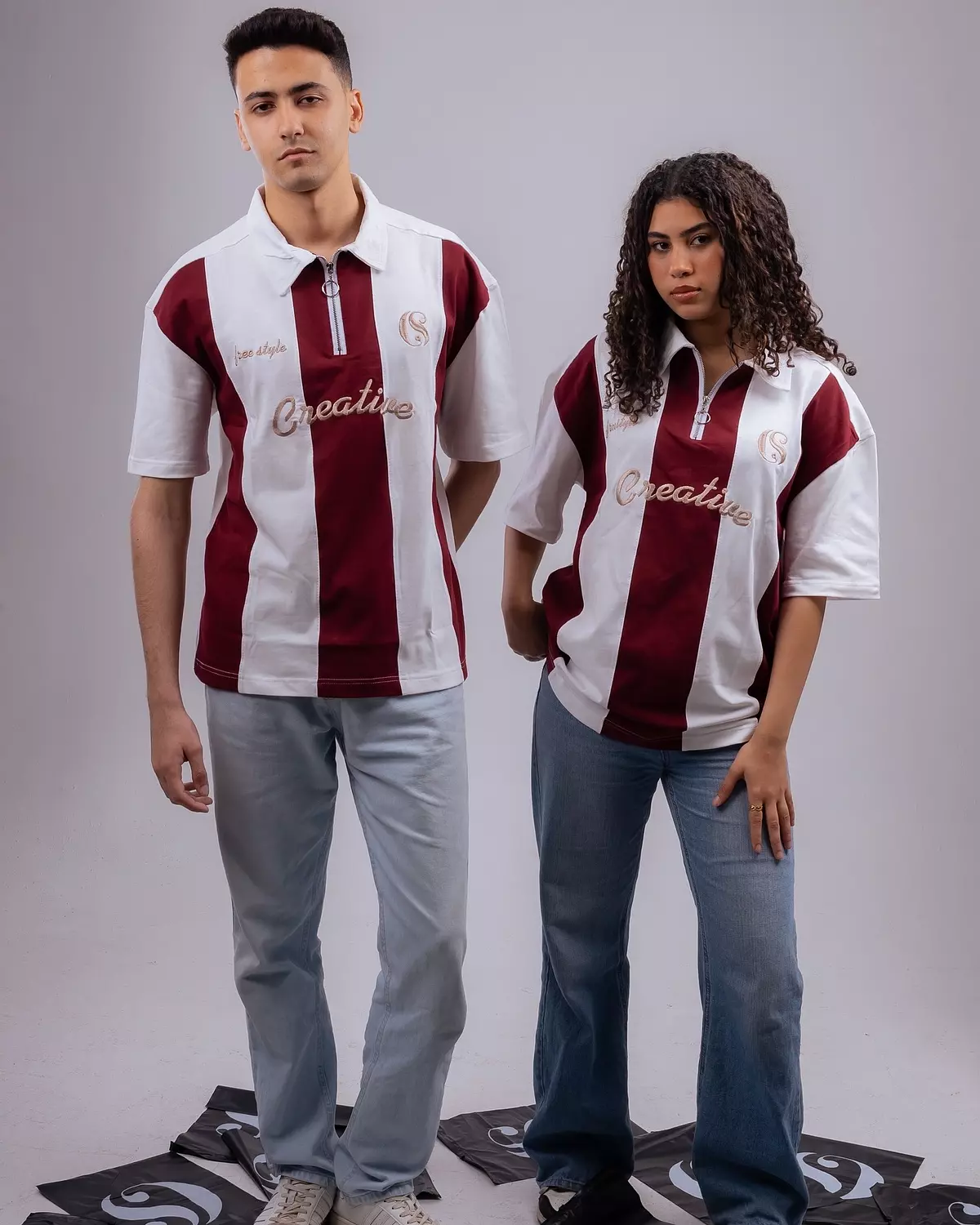   Burgandy Quarter-zip rugby polo  image