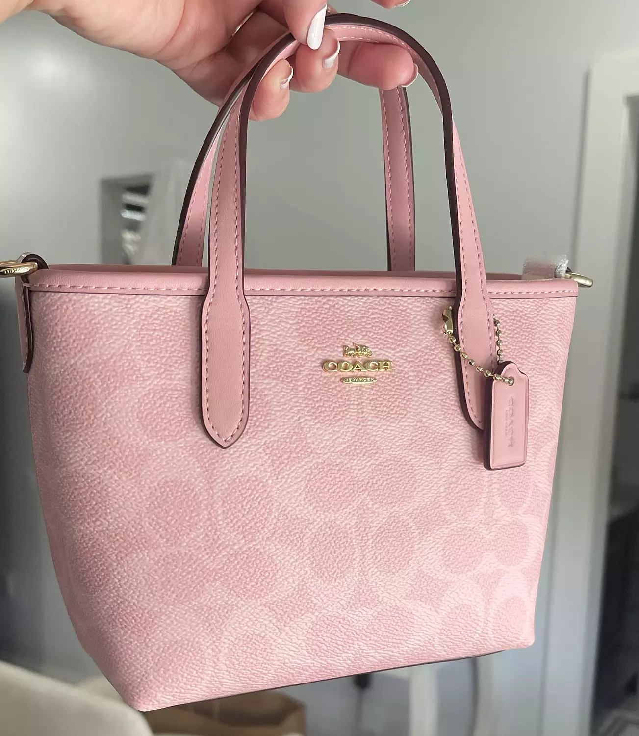 Coach City Mini Tote Bag In Signature Canvas pink 1