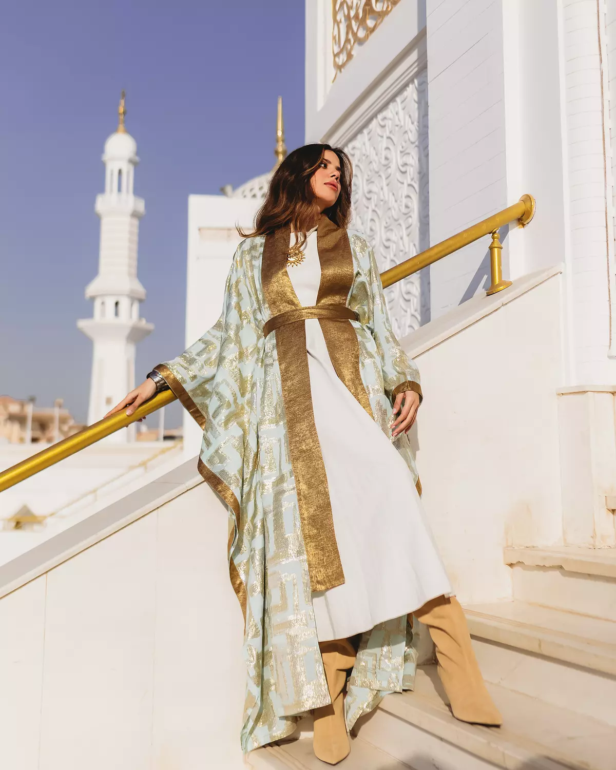 Mint/Gold Butterfly Kaftan image