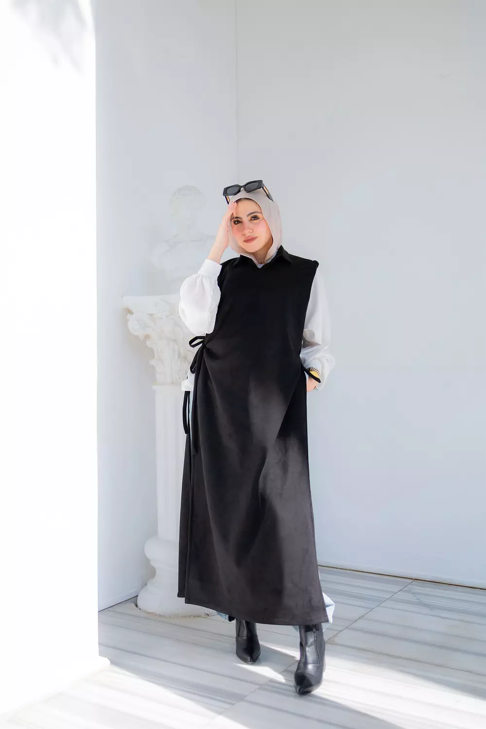 Long Suede Vest Black 3
