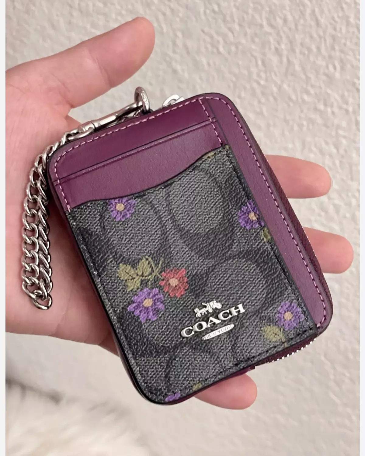 Coach Zip Card Case in Signature Canvas with a Country Floral Print hover image