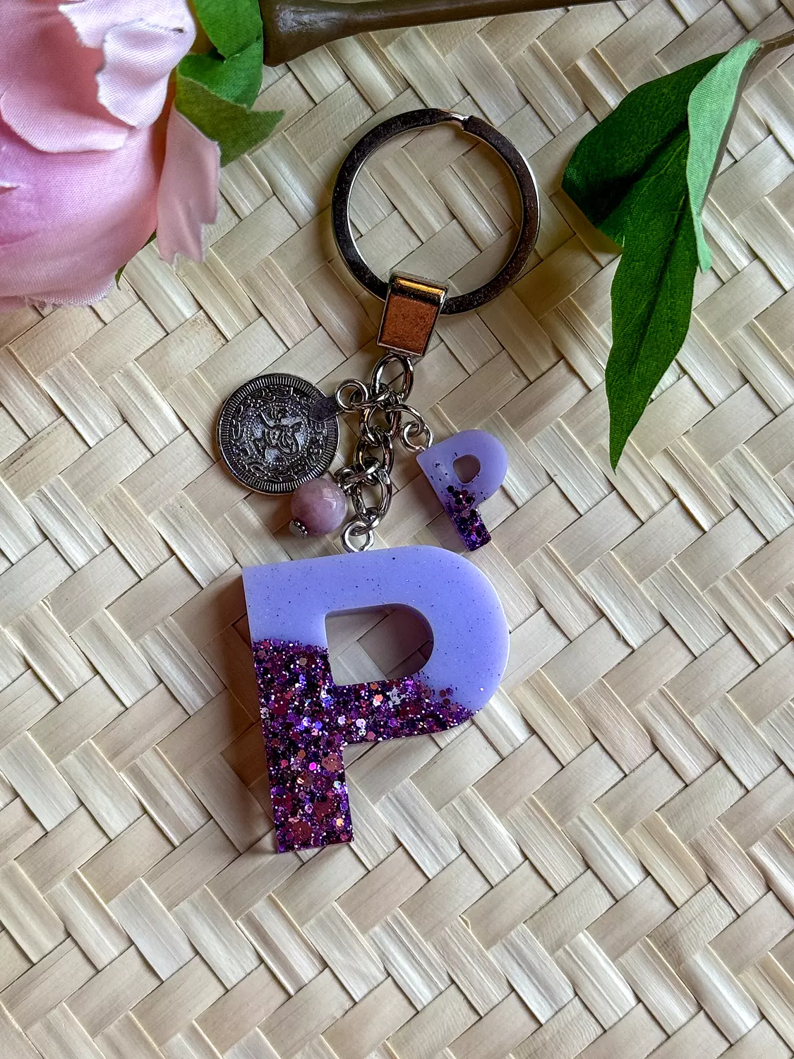 Resin Letters Keychain ( Glitter Purple ) "By Order" 15