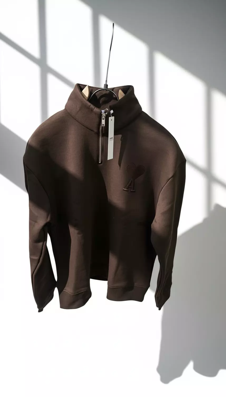 AMI du coeur sweater half zip brown image