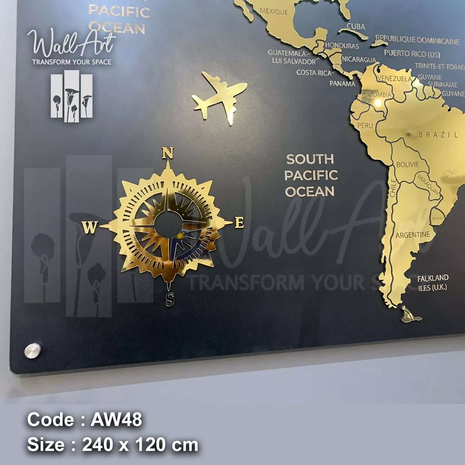 AW48-Engraved World Map  7