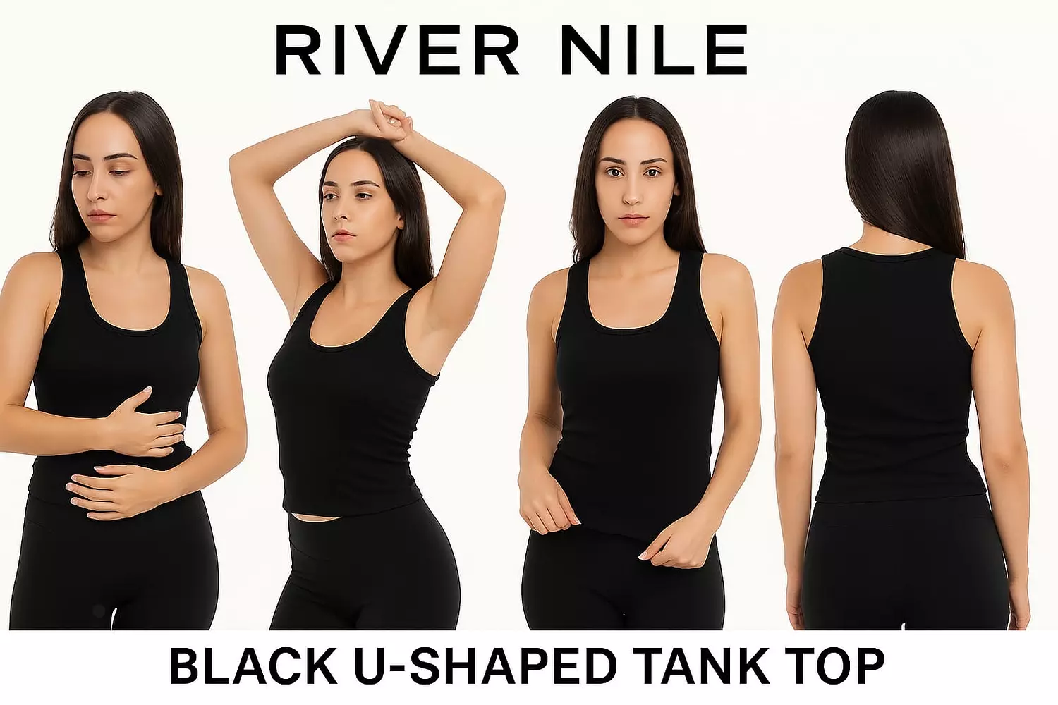 U-shaped tank top- Black – sleek, classic essential 4