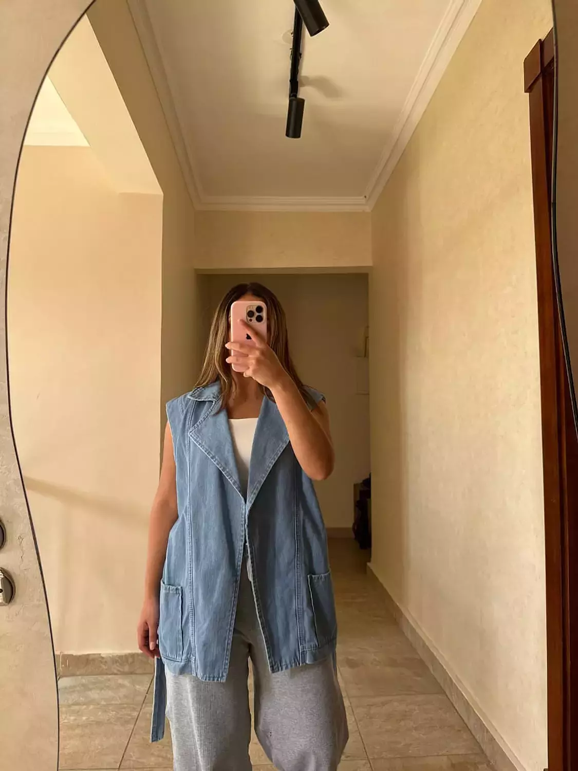 Long Jeans Vest Mid Blue image