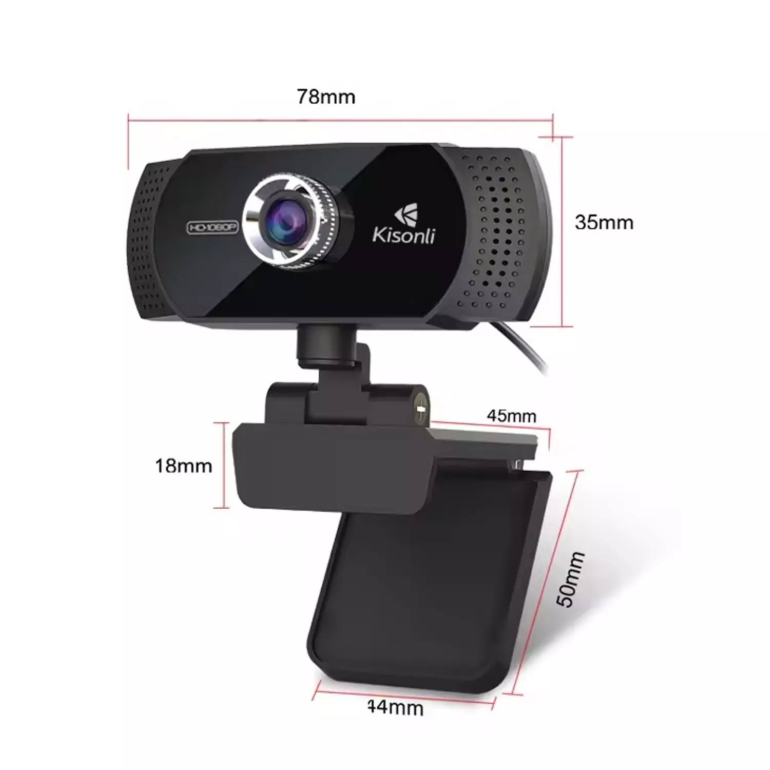 Kisonli PC-2 1080P HD Webcam - Built-in Mic - 90-Degree Angle 6