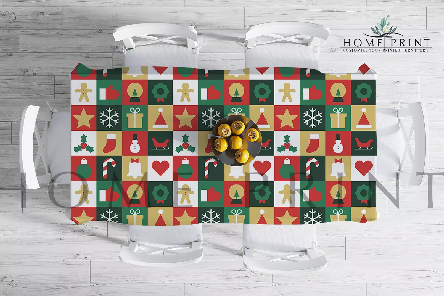 Christmas Tablecloth - Multi Christmas shapes - 150 cm in 250 cm  image