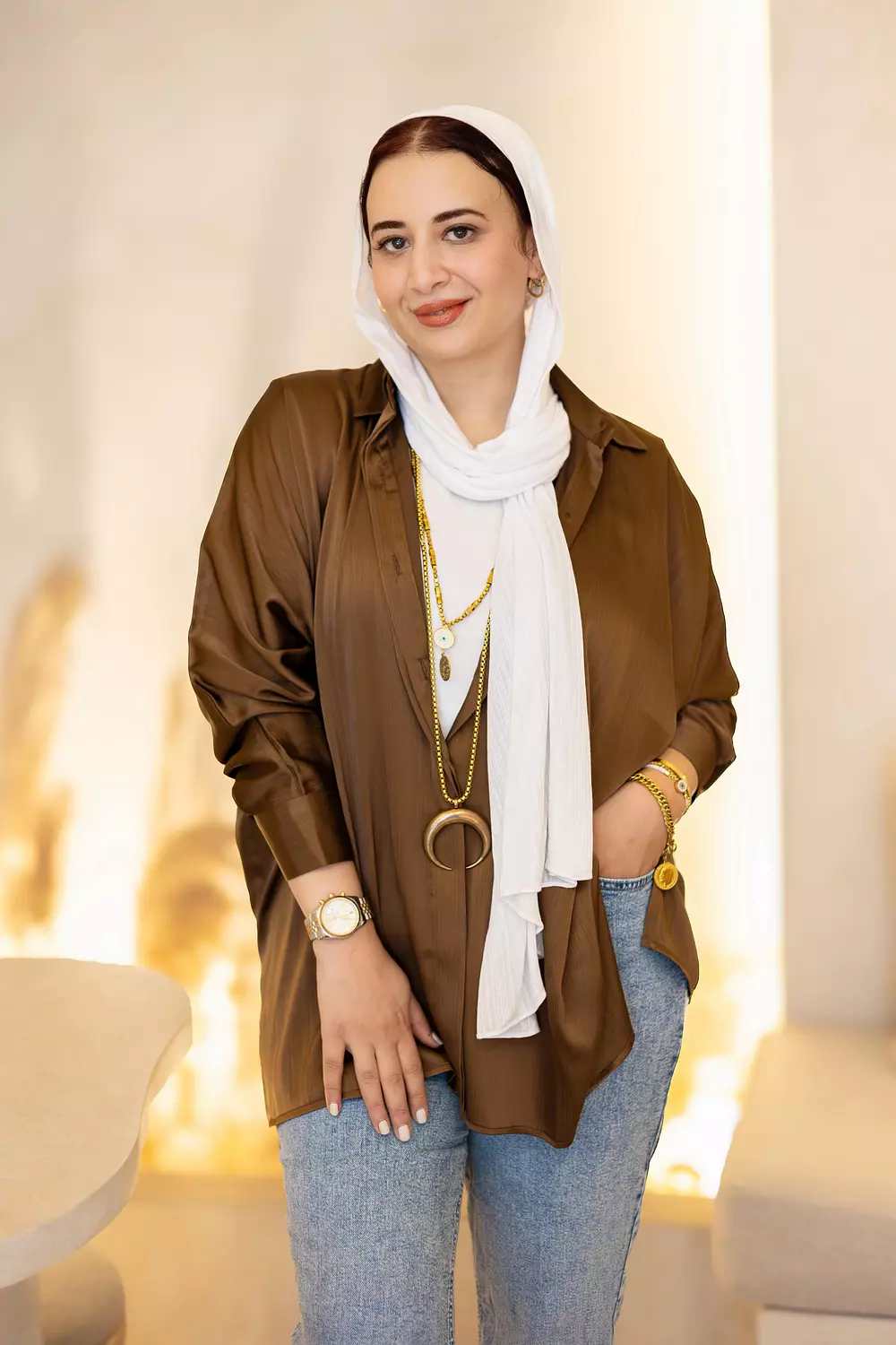 brown satin shirt 1