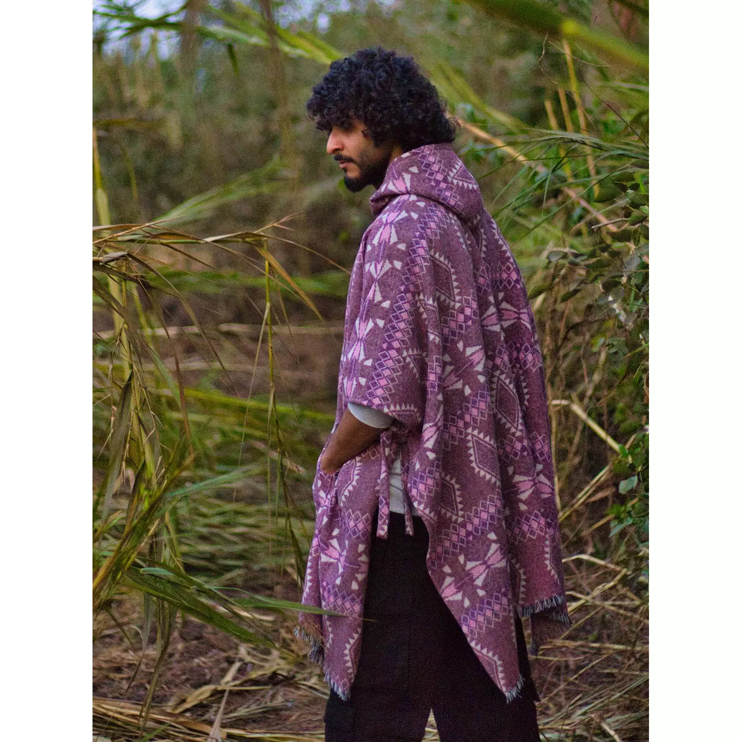 Purple Tribal Patterned Poncho image
