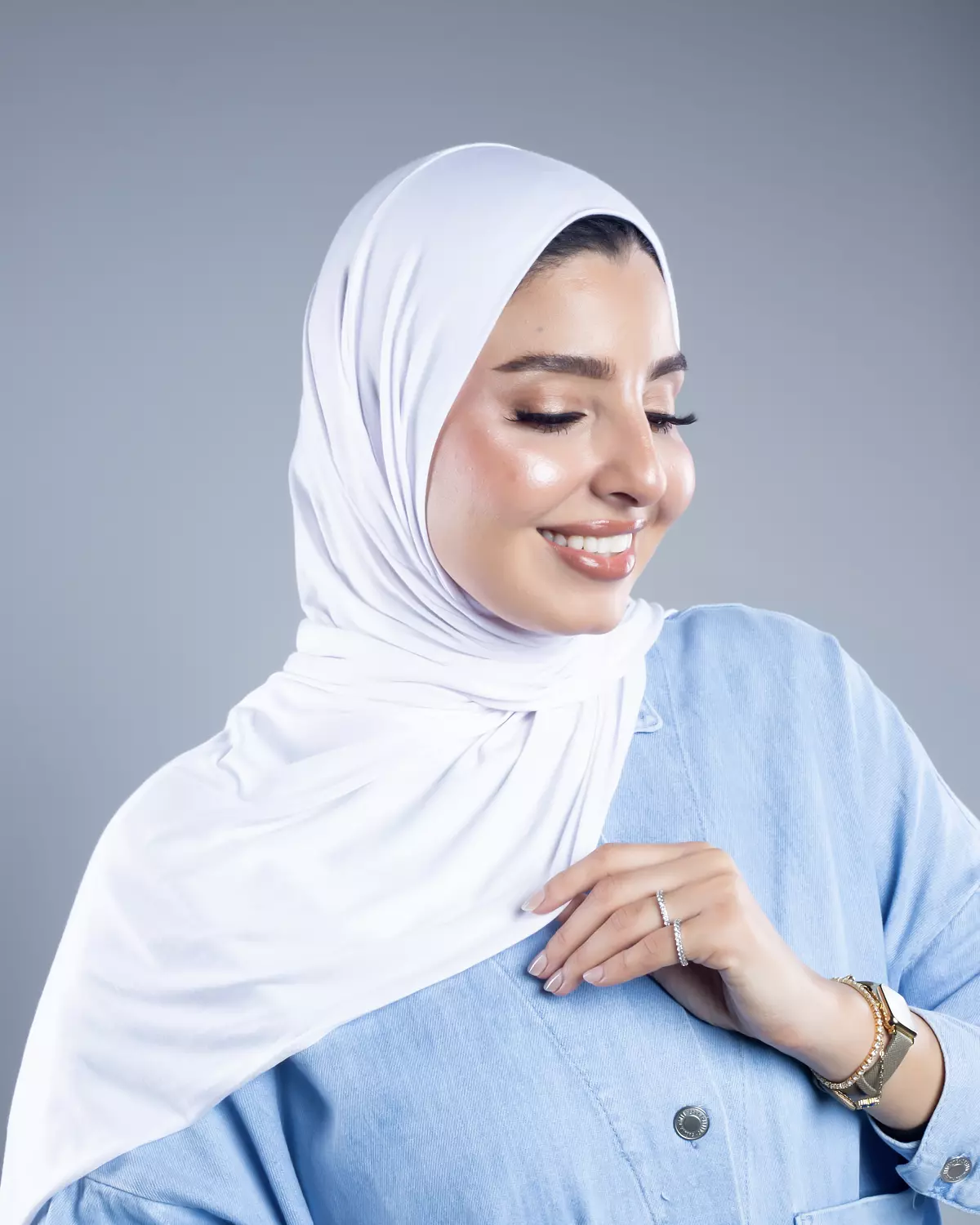 Jamila 2 in 1 white cotton scarf hover image