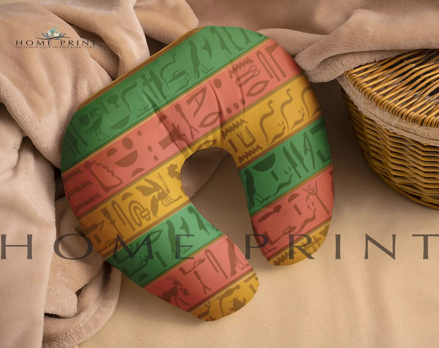 Velvet Neck Pillow - Pharaonic Design - Multi Colors Design image
