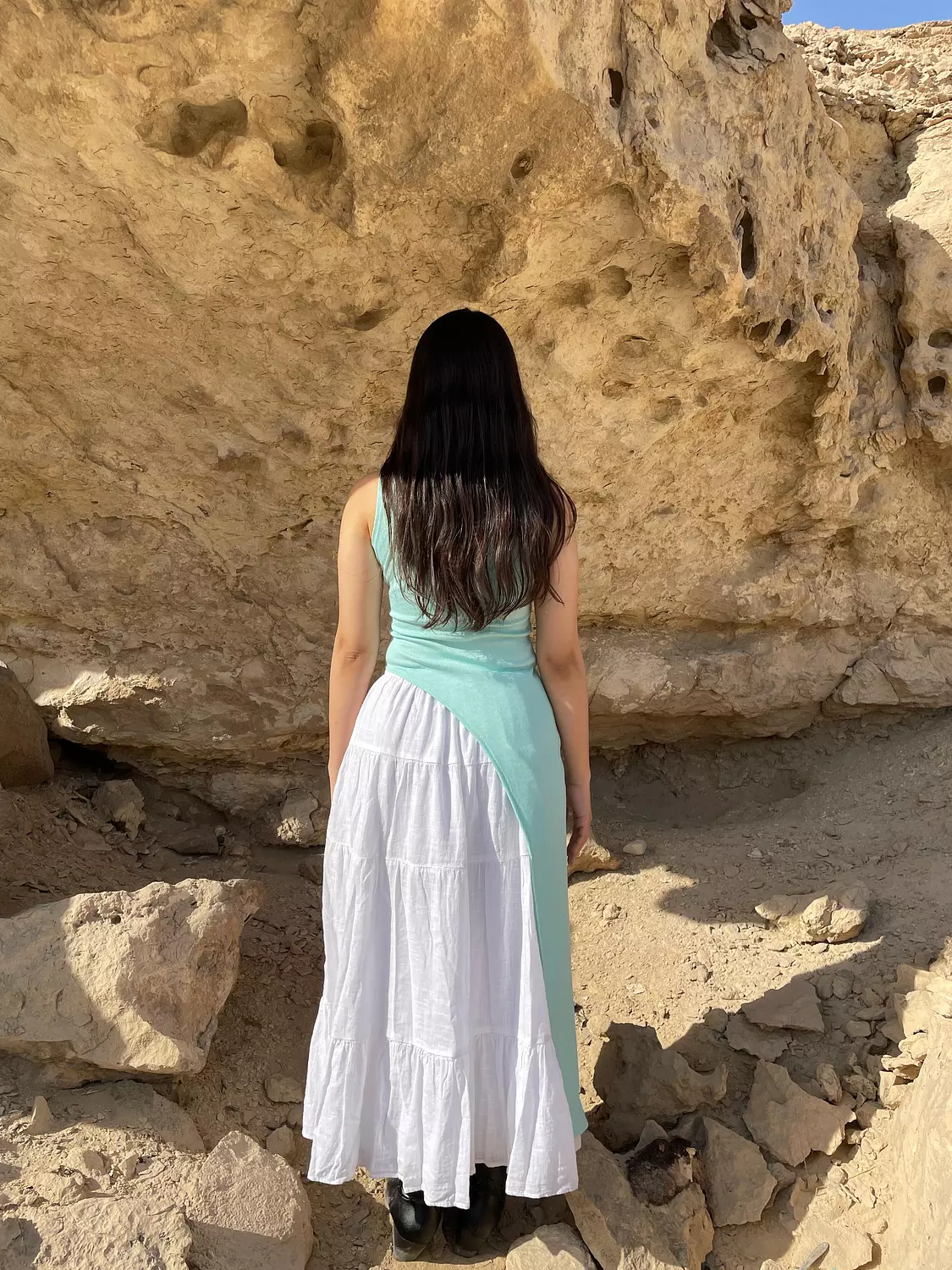 The Side Dip Top - Aqua 2