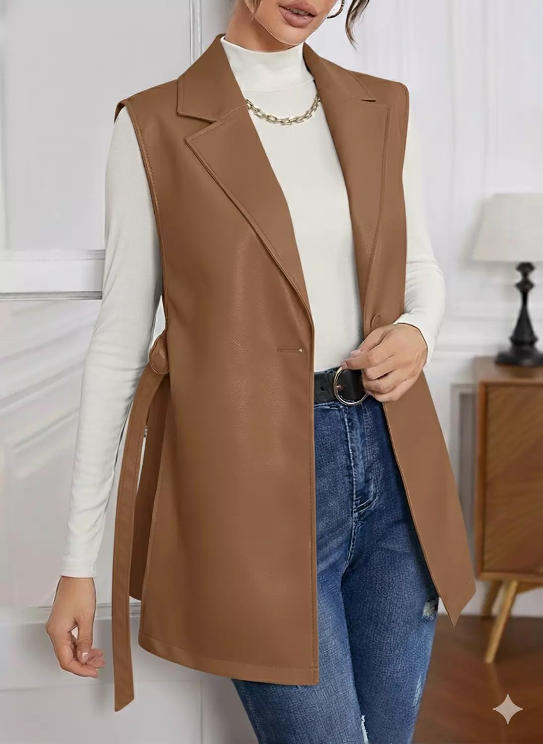 Turkish leather jacket with belt 6