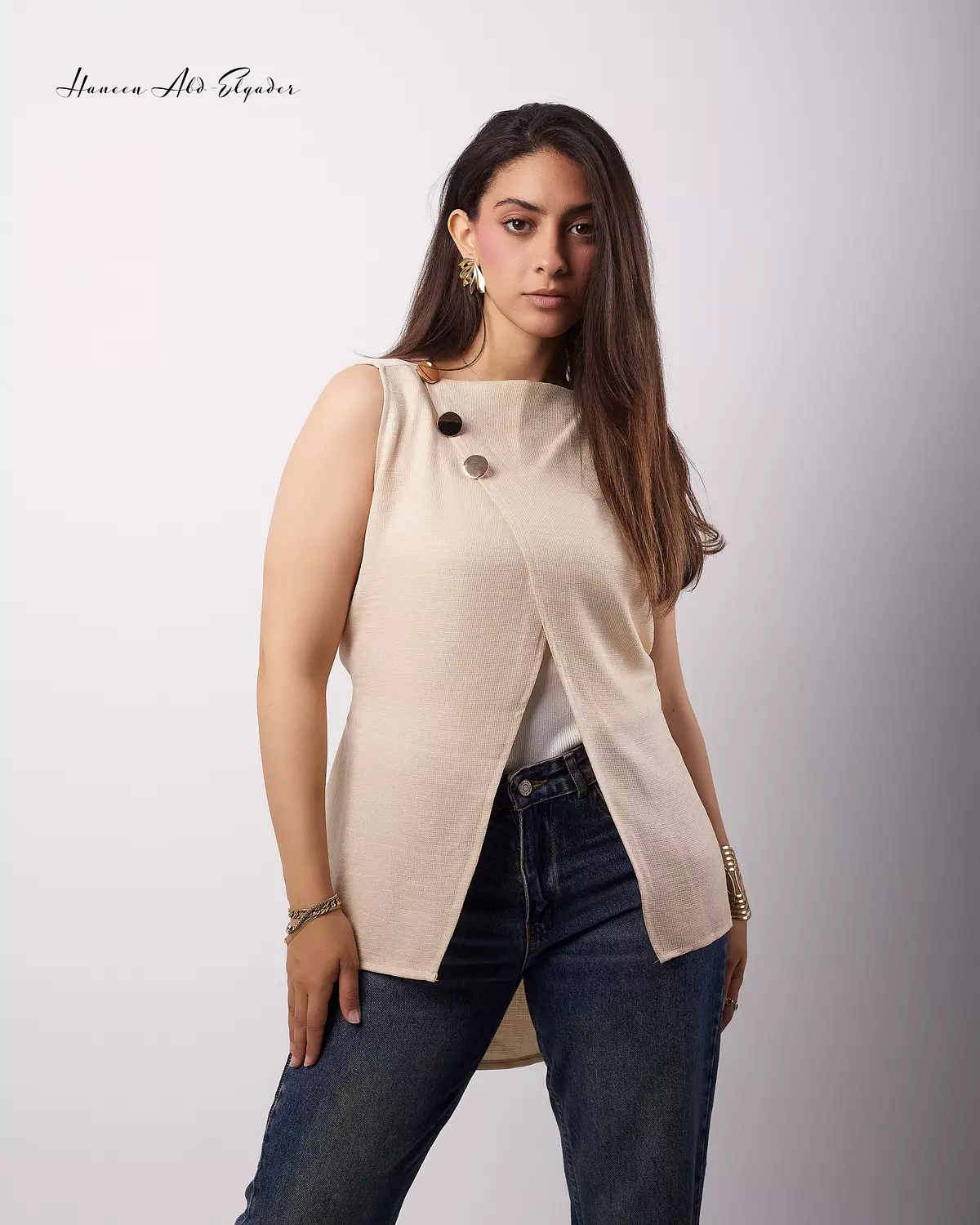 Biege wrap blouse image