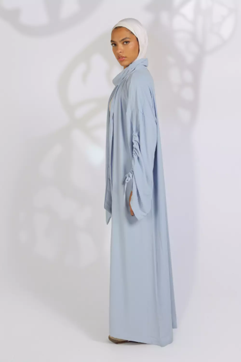 Scarfed Kaftan in baby blue 1
