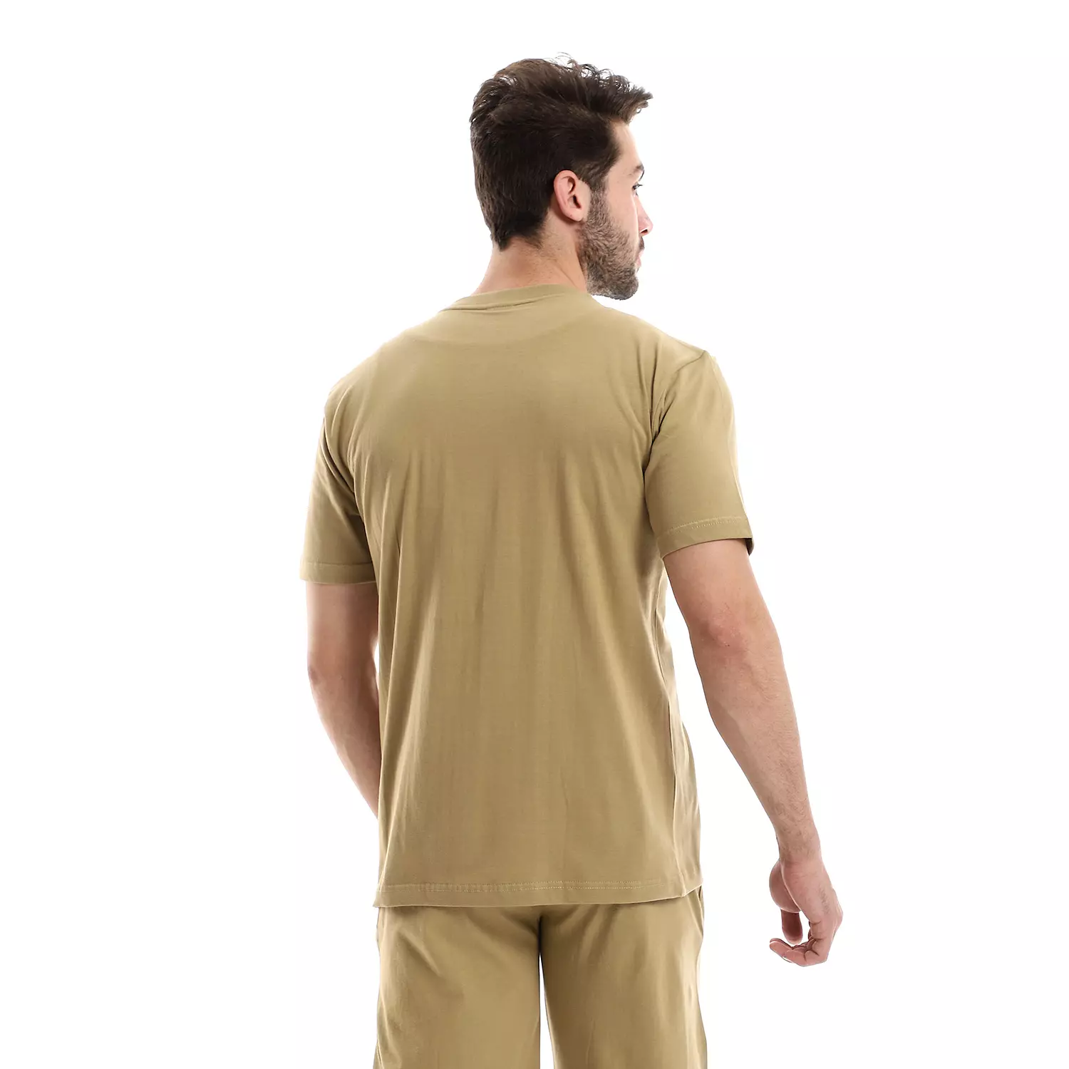 Men Cotton Plain T-Shirt - 4037 - Beige 3
