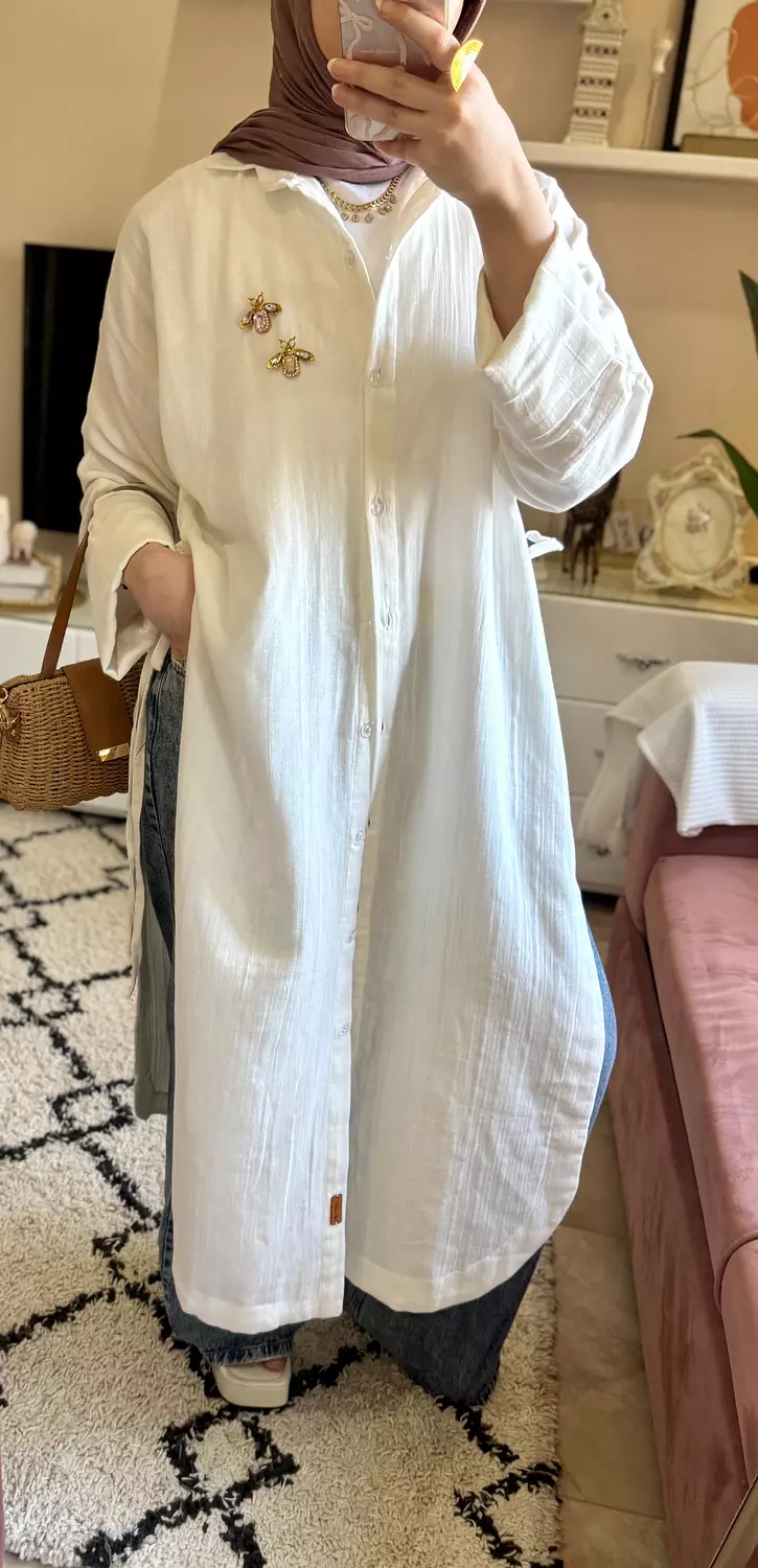 Lina Shirt Dress in off-white  3