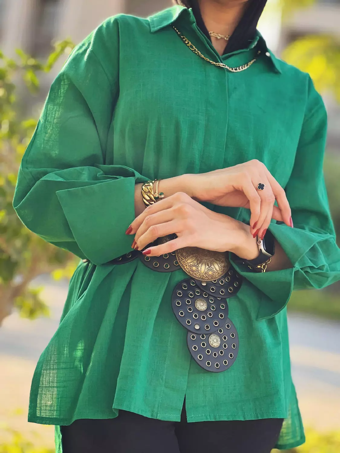 green linen cotton shirt 1