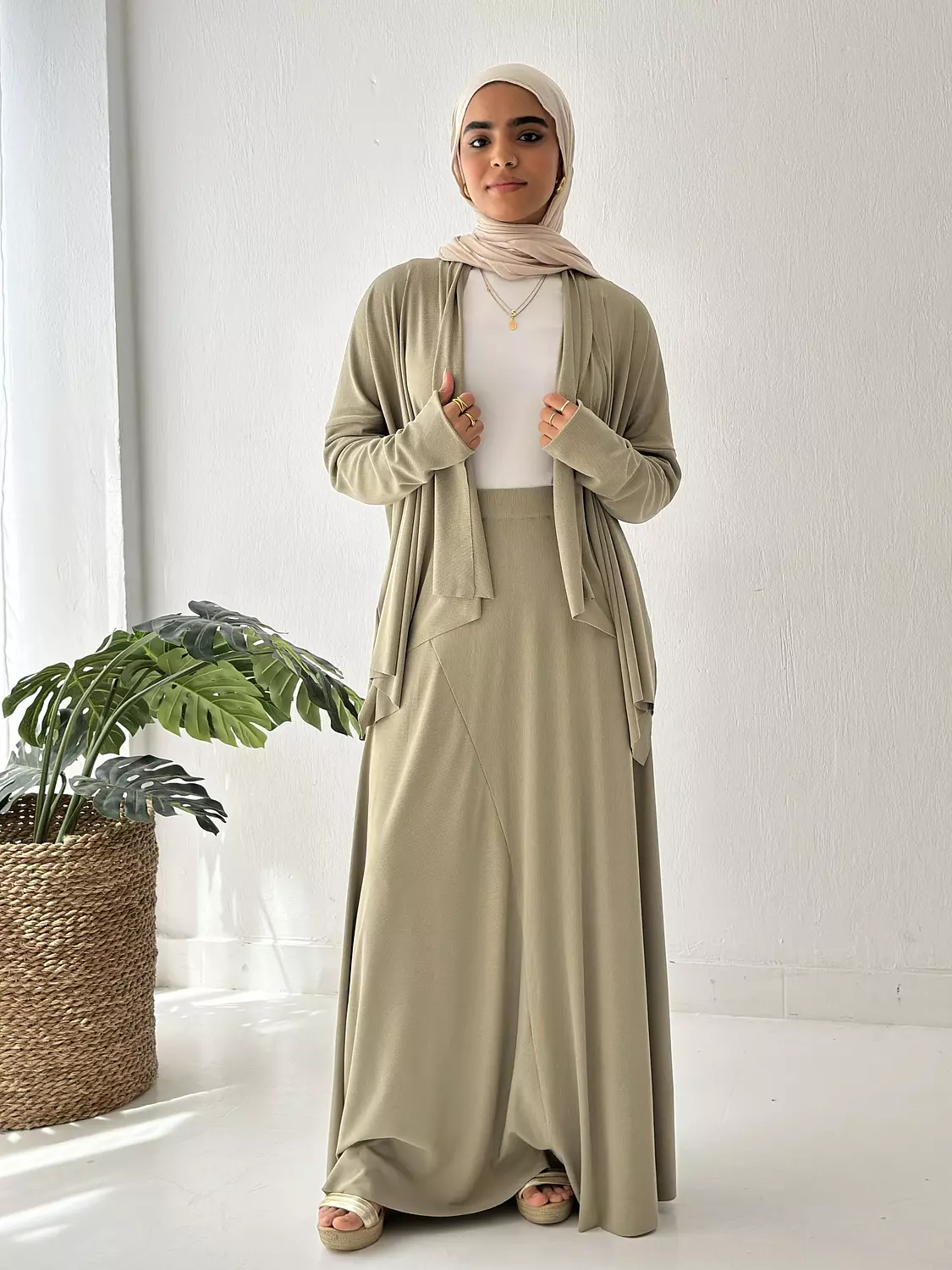 Elegance In Motion Skirt Set In Olive 2