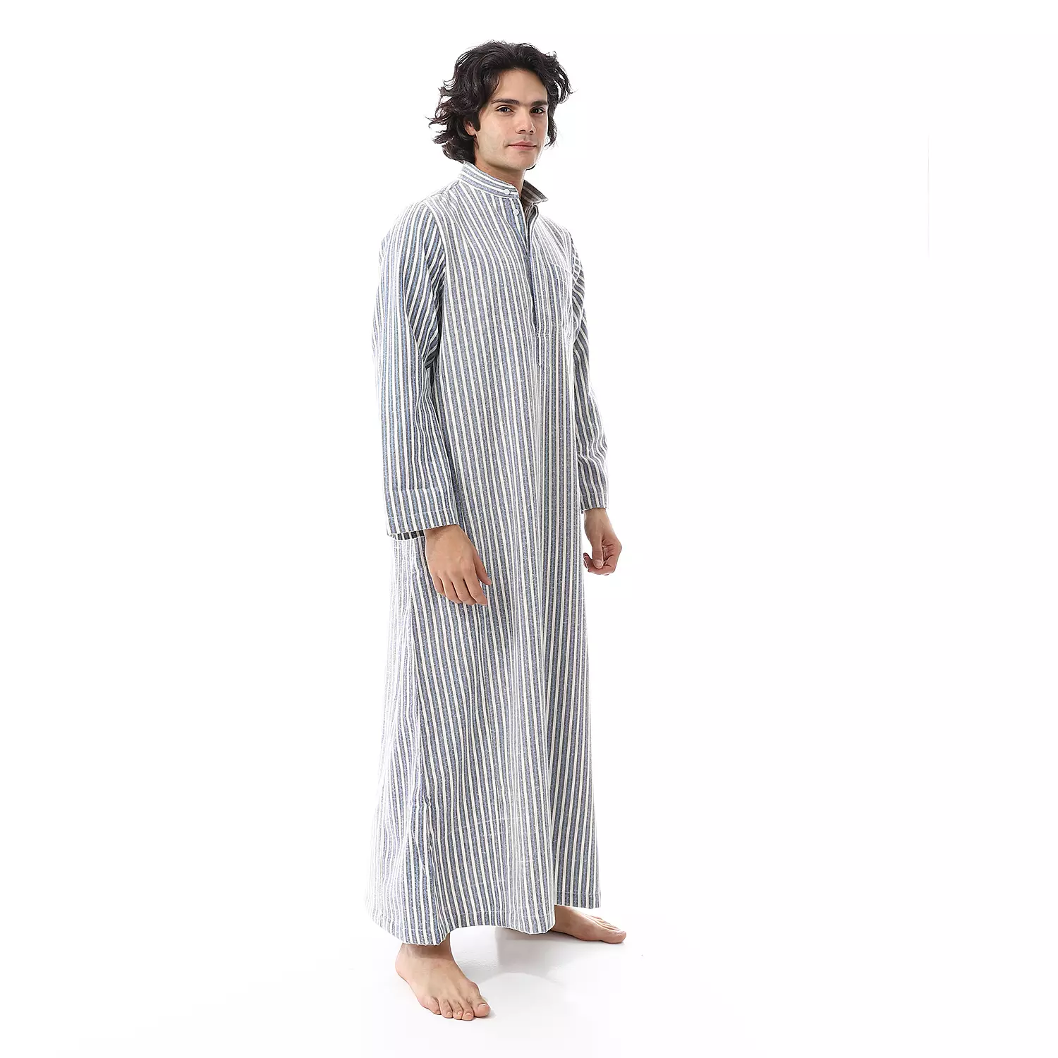 Shorto Men's Kastoor Galabeya  - 25 -2- Blue * Dark Grey * White - 2341 hover image