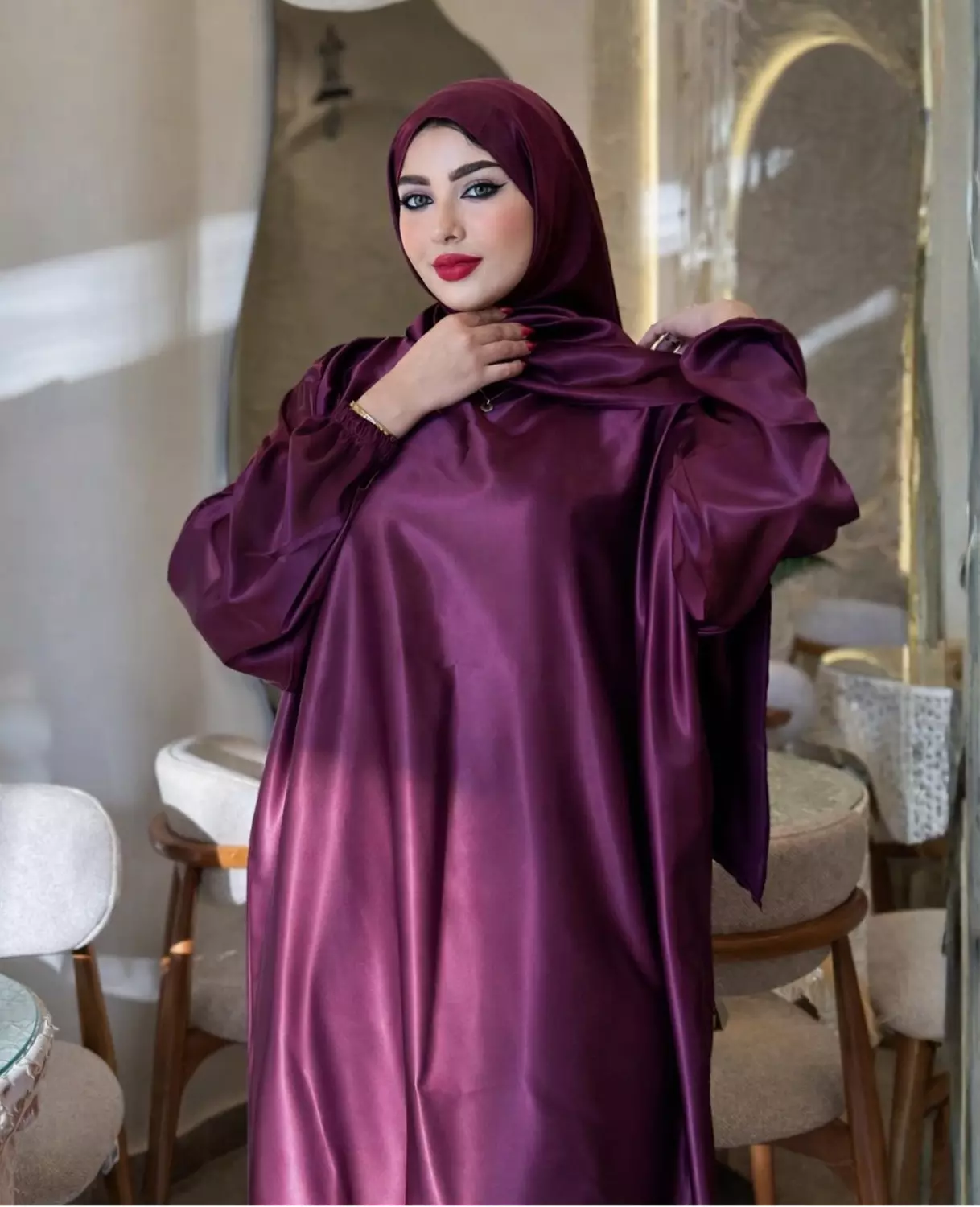 Satin Maxi Isdal with Attached Hijab 12
