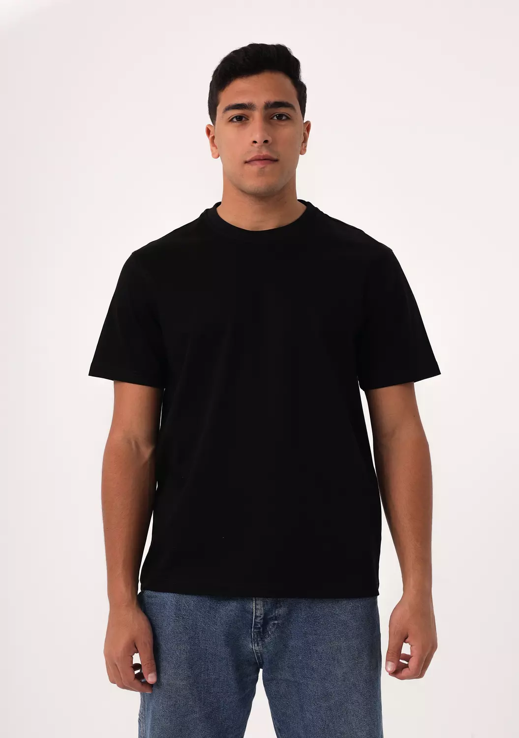 100% Egyptian cotton Black Crew Neck T-Shirt  hover image