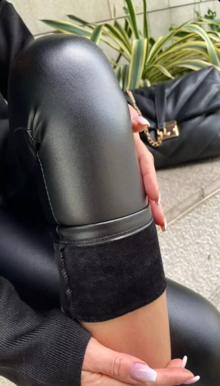 Plus Size Black Leather legging  hover image