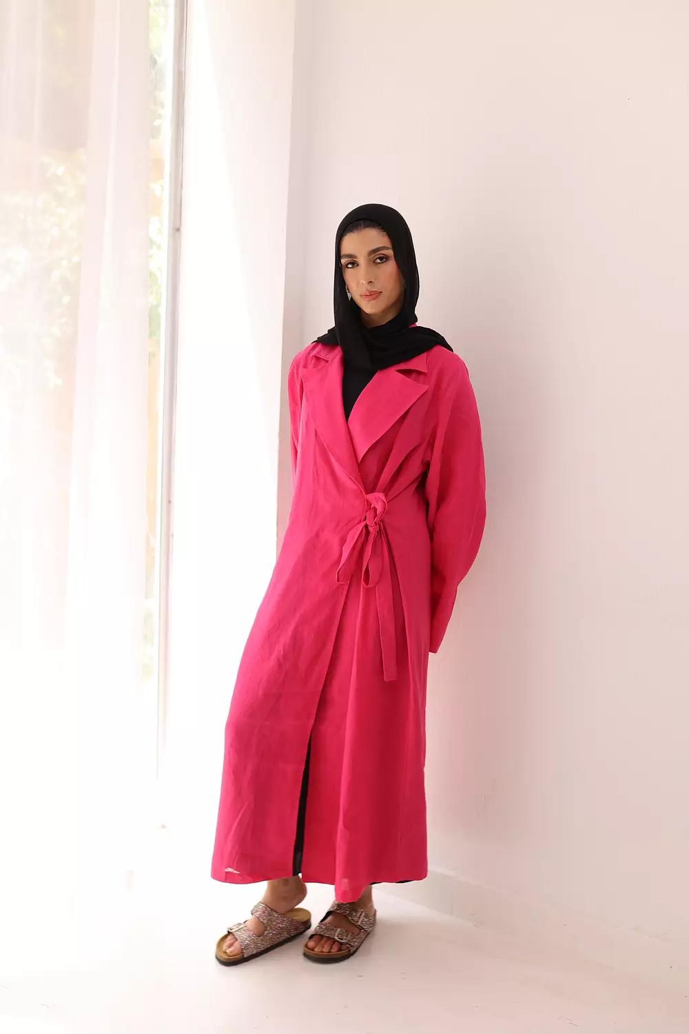 Side-tie linen dress in foshia image