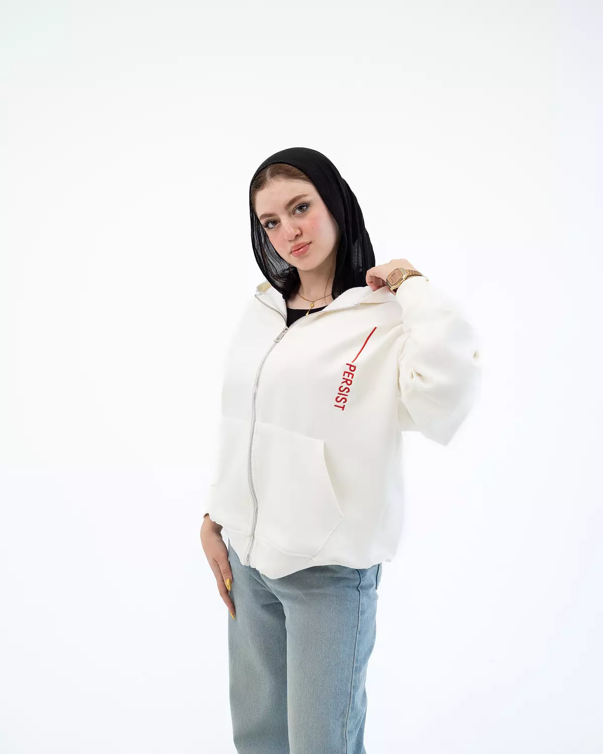 Persist ZIP UP Sweatshirt _ White 1