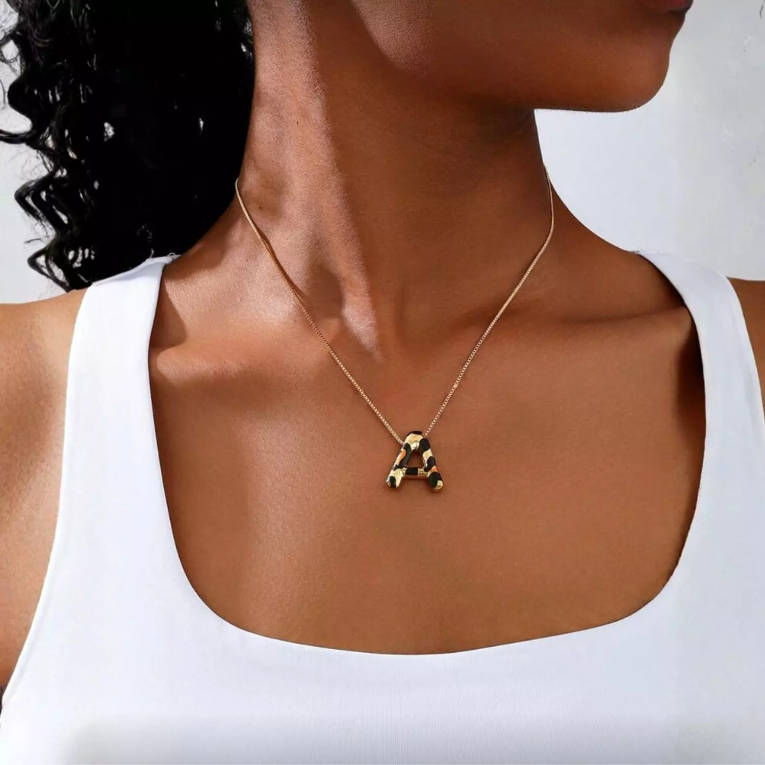 Leopard Print Letter Necklace 1
