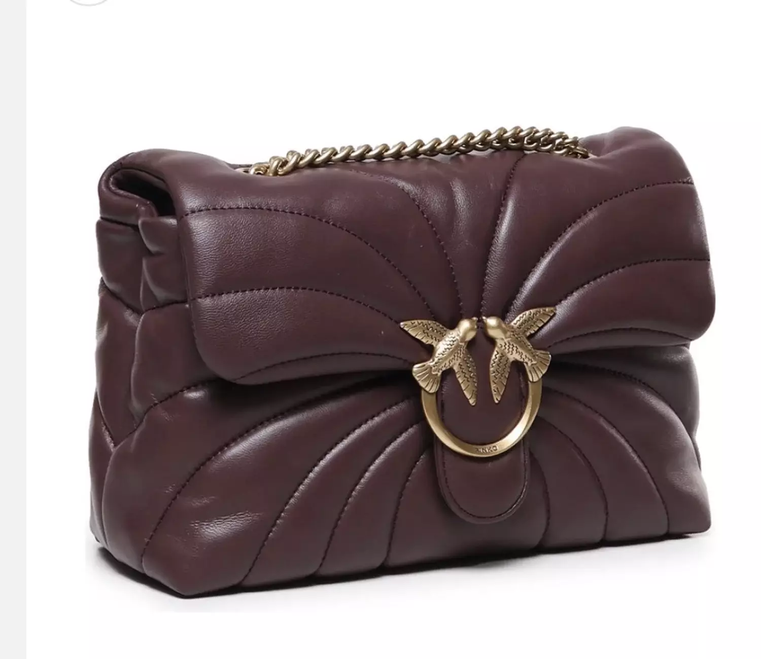 Pinko Love Puff Classic shoulder bag in claret leather 2