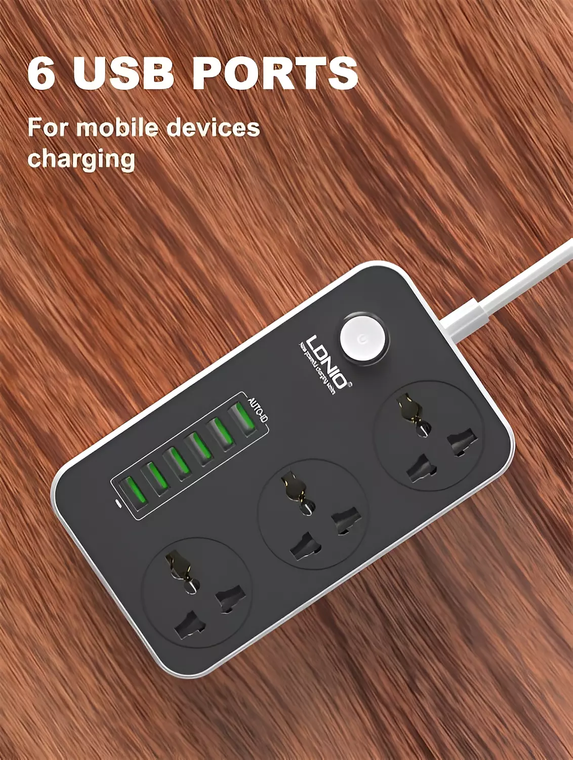 LDNIO SC3604 Power Strip 2500W with 6 Smart USB Ports 8