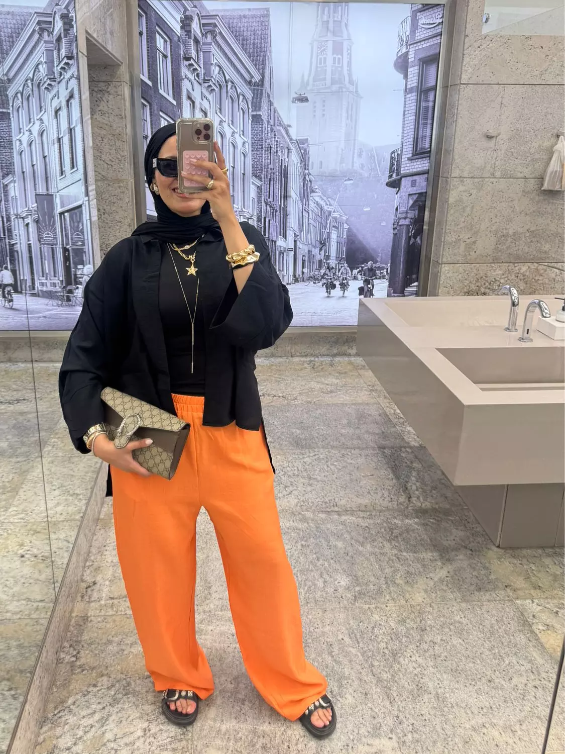 orange linen pants hover image