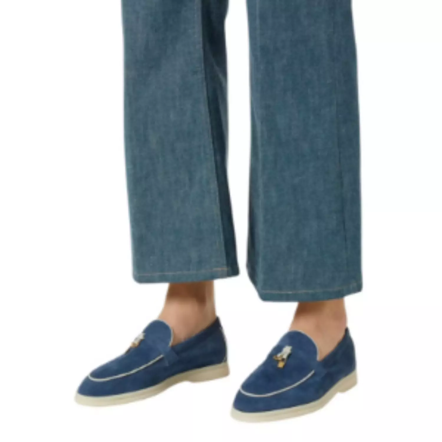 Loro Piana Summer Charms Walk Loafer Suede Ocean Heart 4