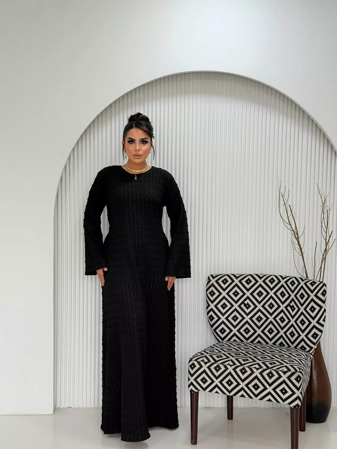 Allure Textured Dress In Black  3