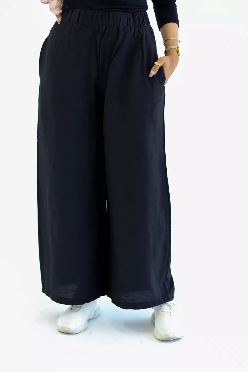 <p><strong>Wide-Leg Black Pants</strong></p>