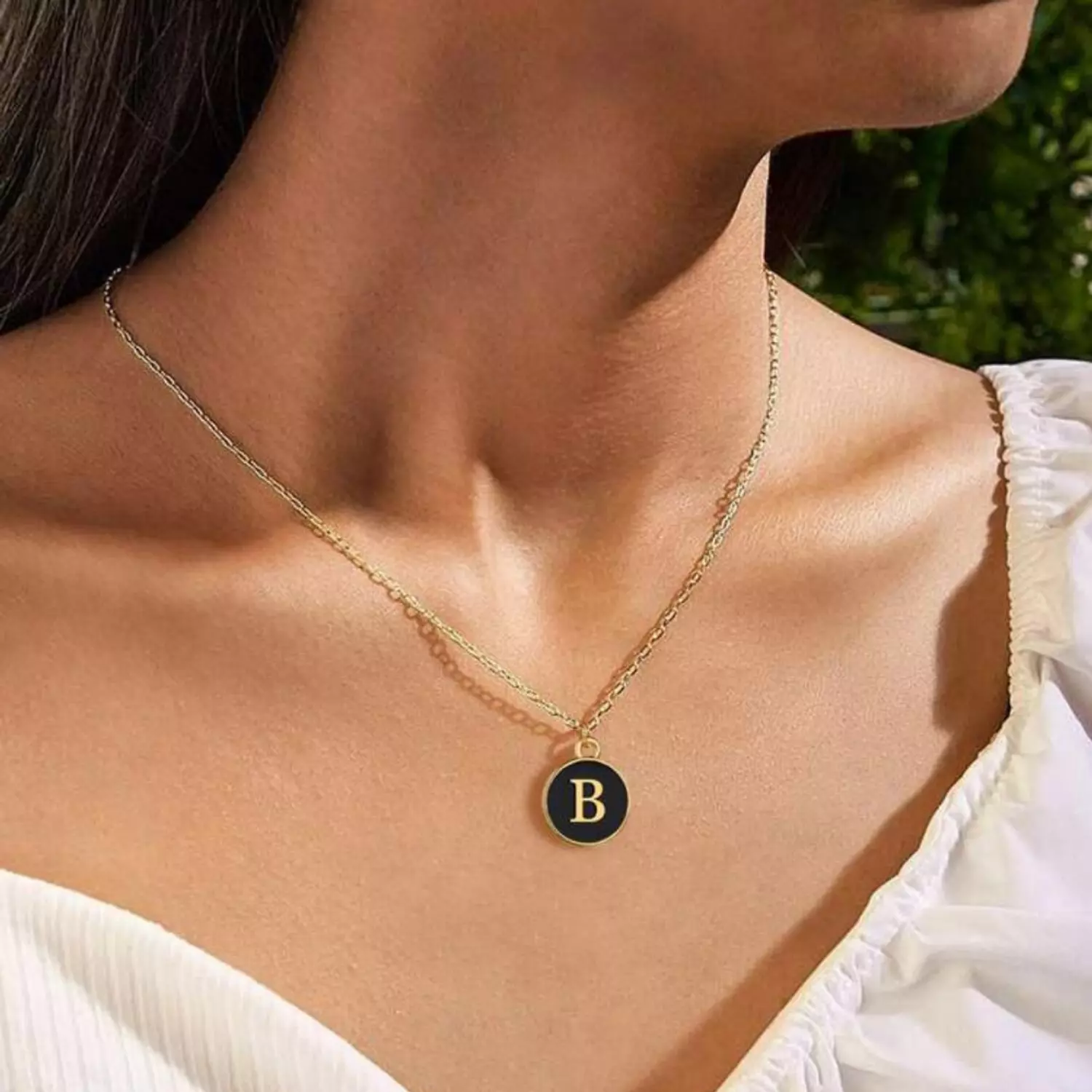 Small Round Black Charm Necklace image
