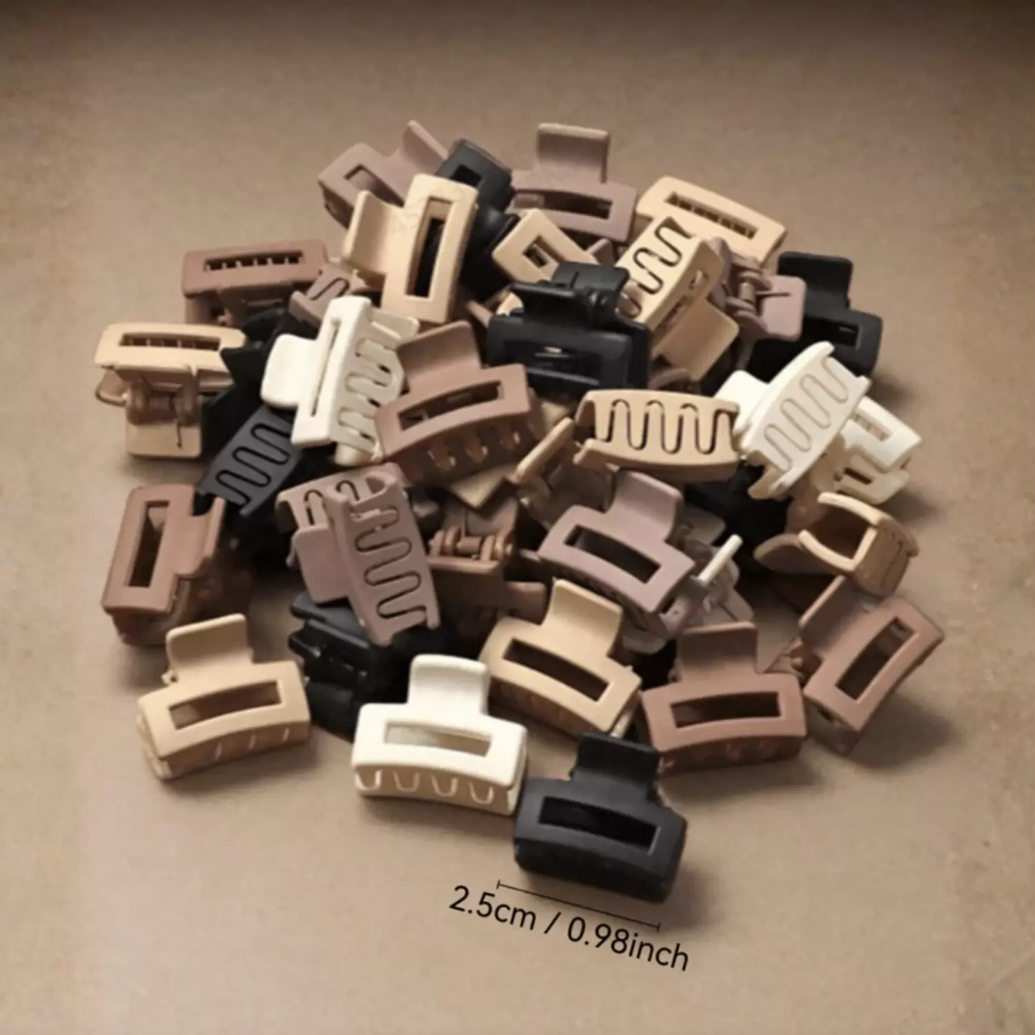 6 Pc Cafe Au Lait Mini Block Claw Clips Set 3