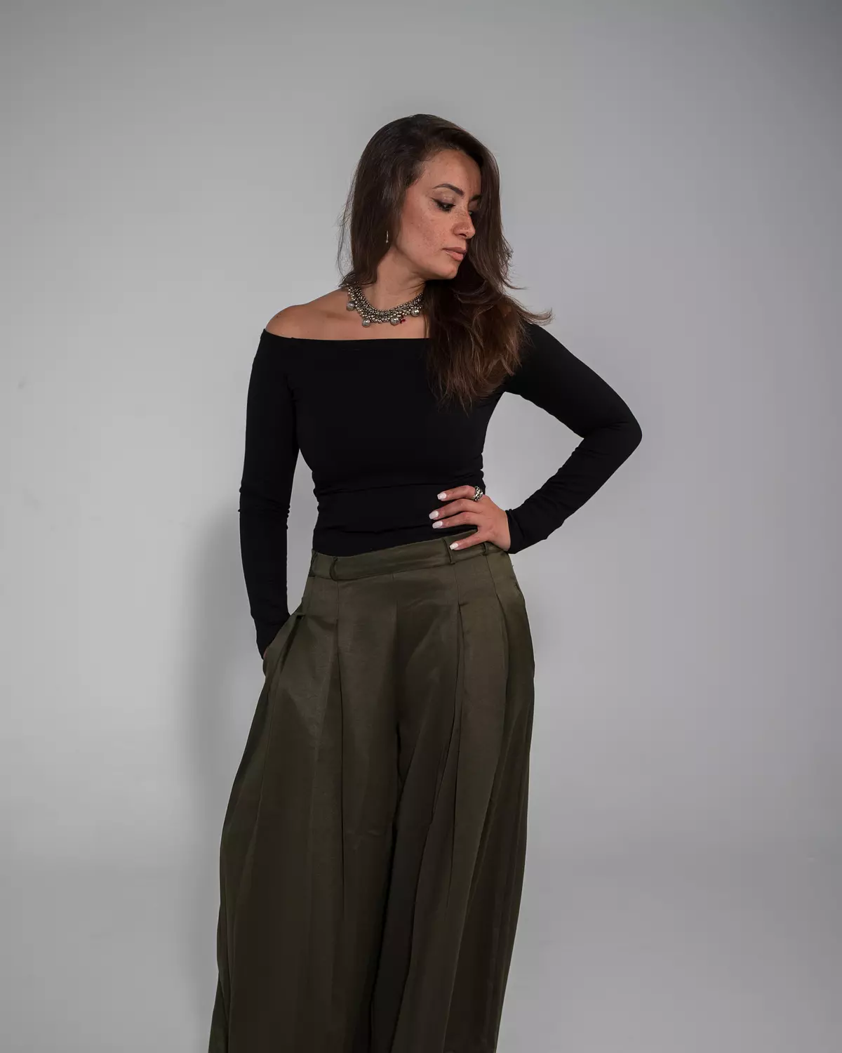 Fluid Palazzo Pants Olive image