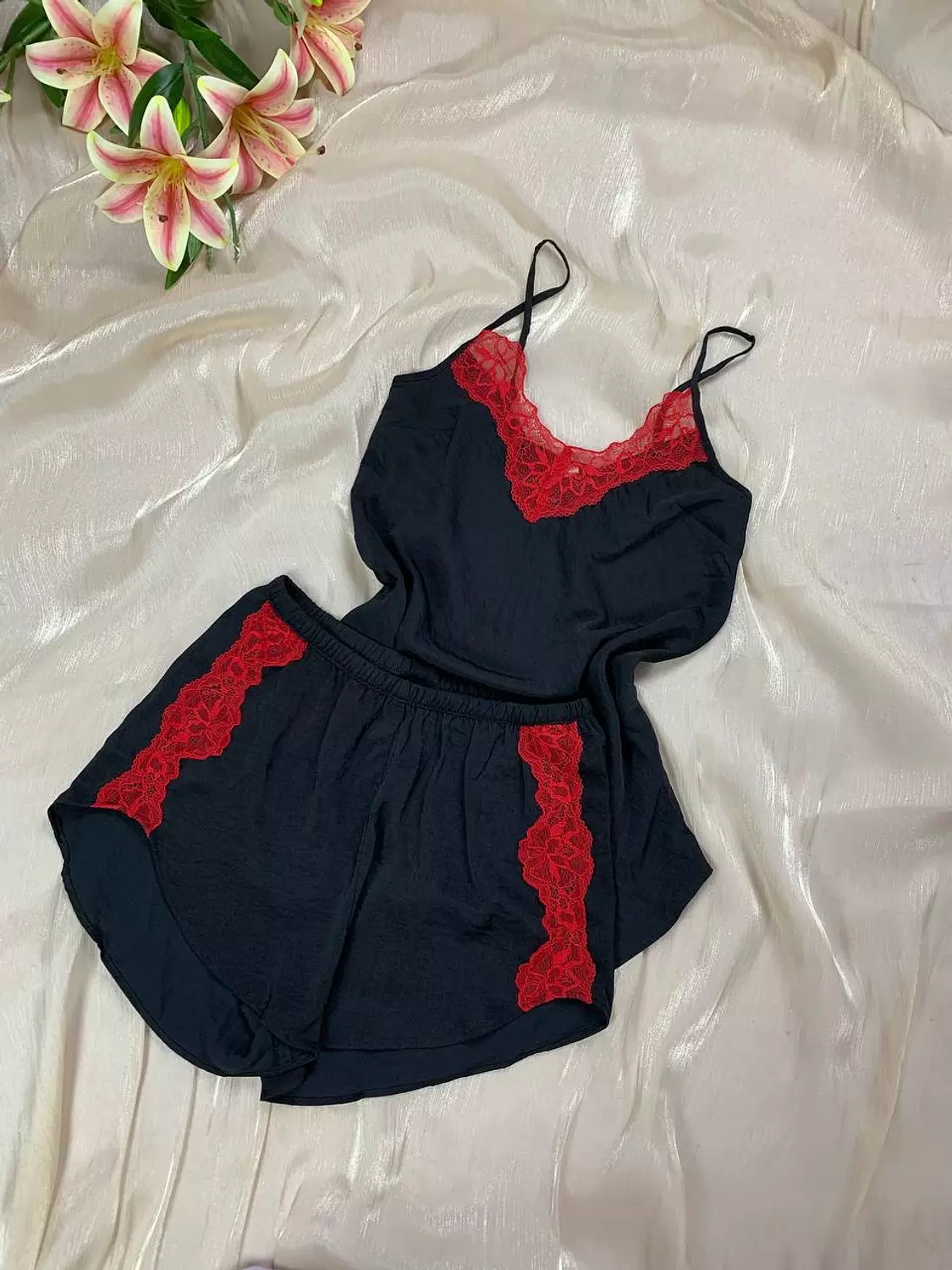 Satin hot short pj set with lace from Max   Xs ..s..m..l 2