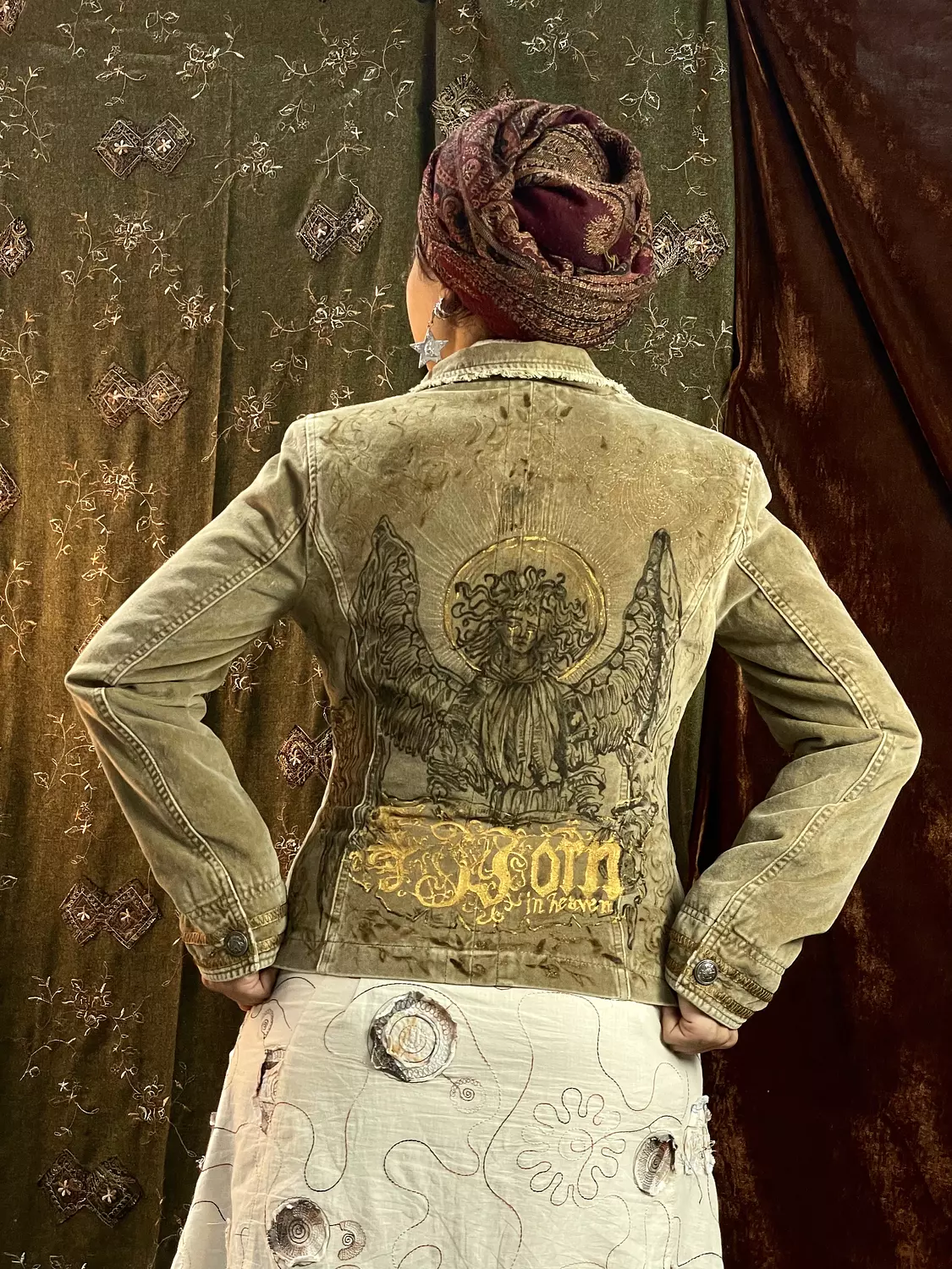 “Faust Angel” hand painted & burned jacket 0