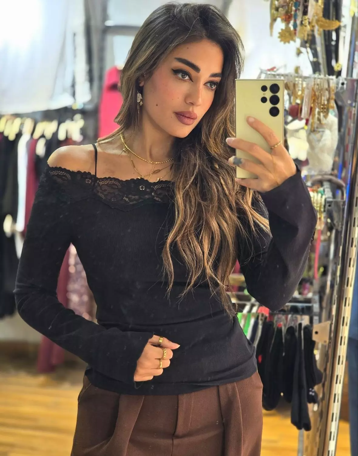 Lace off-shoulder top image