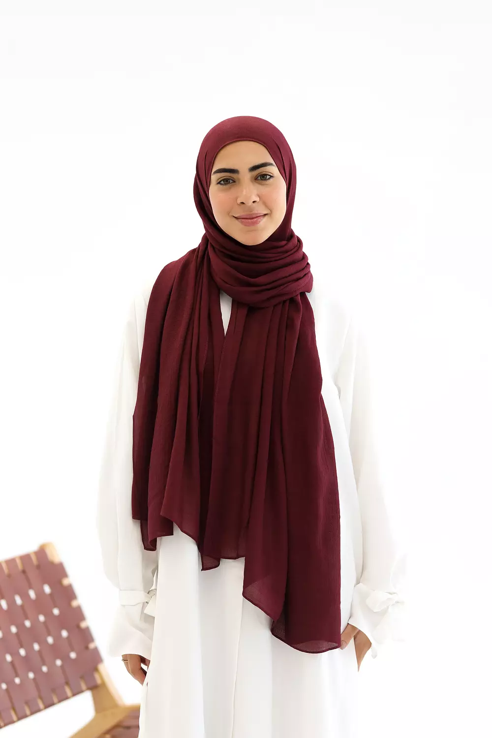 Burgundy Linen scarf  image