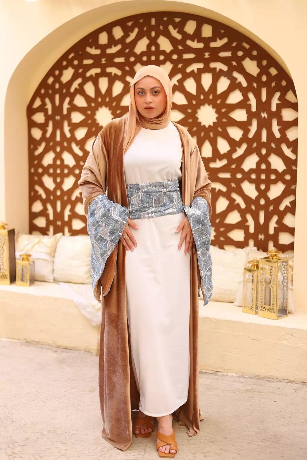 Jeans/Velvet Kaftan (handmade) image